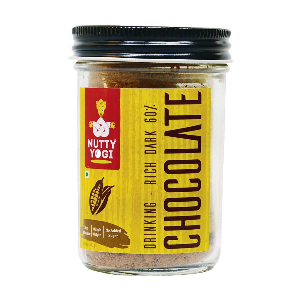 Nutty Yogi Rich Dark Hot Chocolate 60%, Nutritious, Delicious, Pure Cocoa Based Drink 100g (Pack of 1)