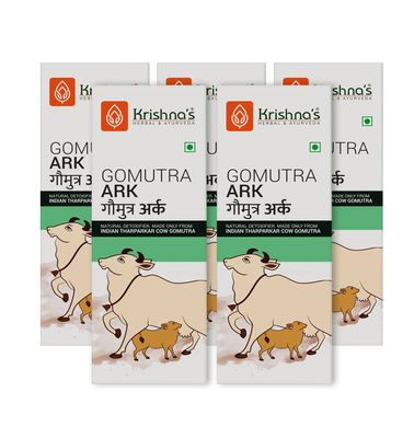 KRISHNA'S HERBAL & AYURVEDA Gomutra Ark|Natural Detoxifier| 100% Pure & Natural Go Ark|Indian Tharparakar Gomutra|Sugar Free Juice With No Added Color Or Flavour - 1 Litre (Pack Of 5)