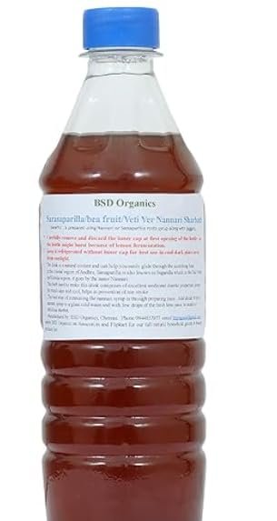 Bsd Organics Sarasaparilla/bea fruit/Nannari Sharbath (Vettiver) -500 ml