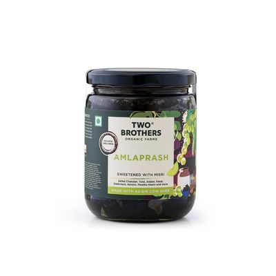 TWO BROTHERS ORGANIC FARMS Amlaprash (500G) | Sugar Free Ayurvedic Chyawanprash with Amla| Made with A2 Desi Cow Ghee | Natural Immunity Booster | Antioxidant-Rich| Natural Vitamin C Supplement