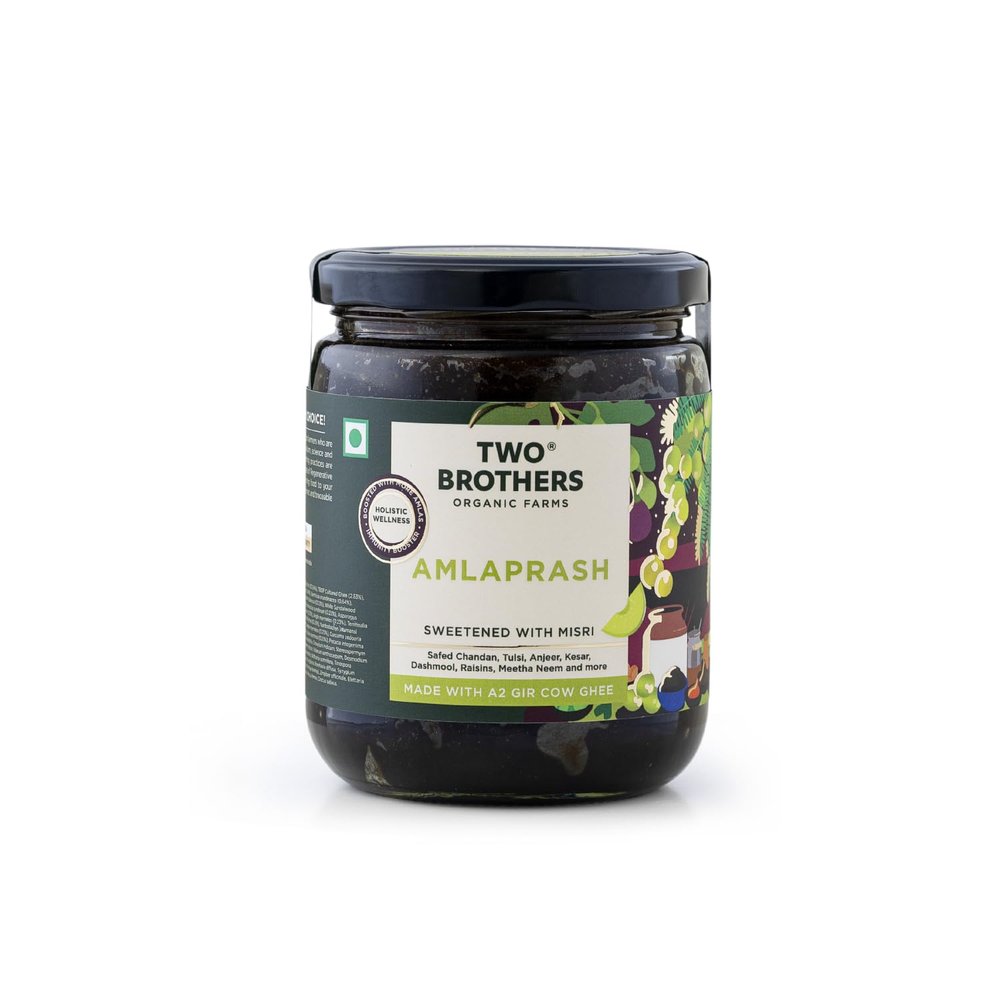 TWO BROTHERS ORGANIC FARMS Amlaprash (500G) | Sugar Free Ayurvedic Chyawanprash with Amla| Made with A2 Desi Cow Ghee | Natural Immunity Booster | Antioxidant-Rich| Natural Vitamin C Supplement