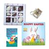 BOGATCHI Chocolate Easter Eggs, 4 pcs and Chocolate Bunnies Gift Set, 10pcs + Holy Bible Key Chain and Free Happy Easter Card view 1