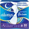 Always Infinity FlexFoam Pads for Women Size 5 Extra Heavy Overnight Absorbency, Up to 12 Hours Zero Leaks, Zero Feel Protection, with Wings Unscented, 30 Count view 1