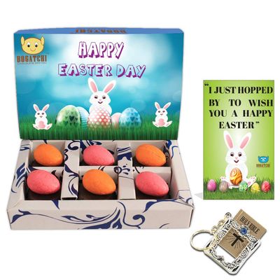 BOGATCHI Chocolate Easter Eggs with Almonds + Holy Bible Key Chain + Free Happy Easter Card