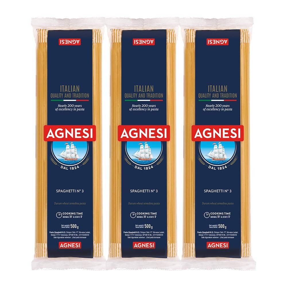 Agnesi Spaghetti Pasta, 500g, Pack of 3, Product of Italy
