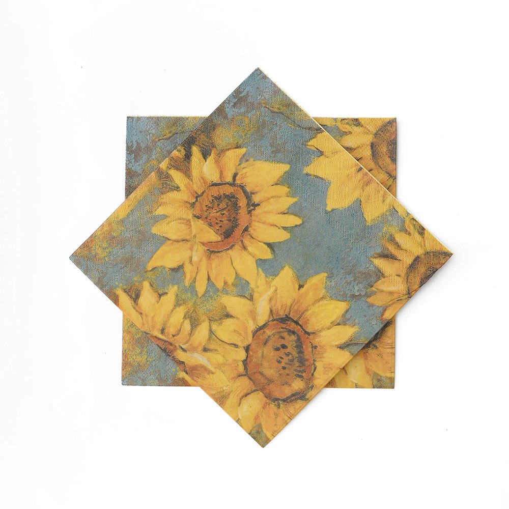 ELINNEE 40 Count Luncheon Napkins, Disposable Napkins Paper Napkins Serviettes Printing Sunflowers for Weeding, Dinner and Party 13 x 13 Inches 3ply