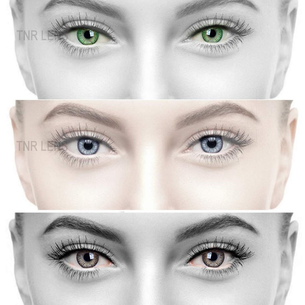 Gold Look 3 Pair (Green,Grey & Brown) 0 PowerGold Look Monthly Contact Lens 0 Dioptres 6 + Multi Plus Solution With Lens Storage Box