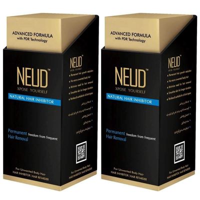 NEUD Permanent Hair Reduction for Unwanted Body and Facial Hair Pack of 2 (80g Each)