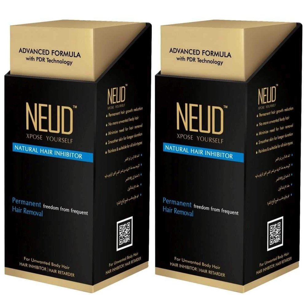 NEUD Permanent Hair Reduction for Unwanted Body and Facial Hair Pack of 2 (80g Each)