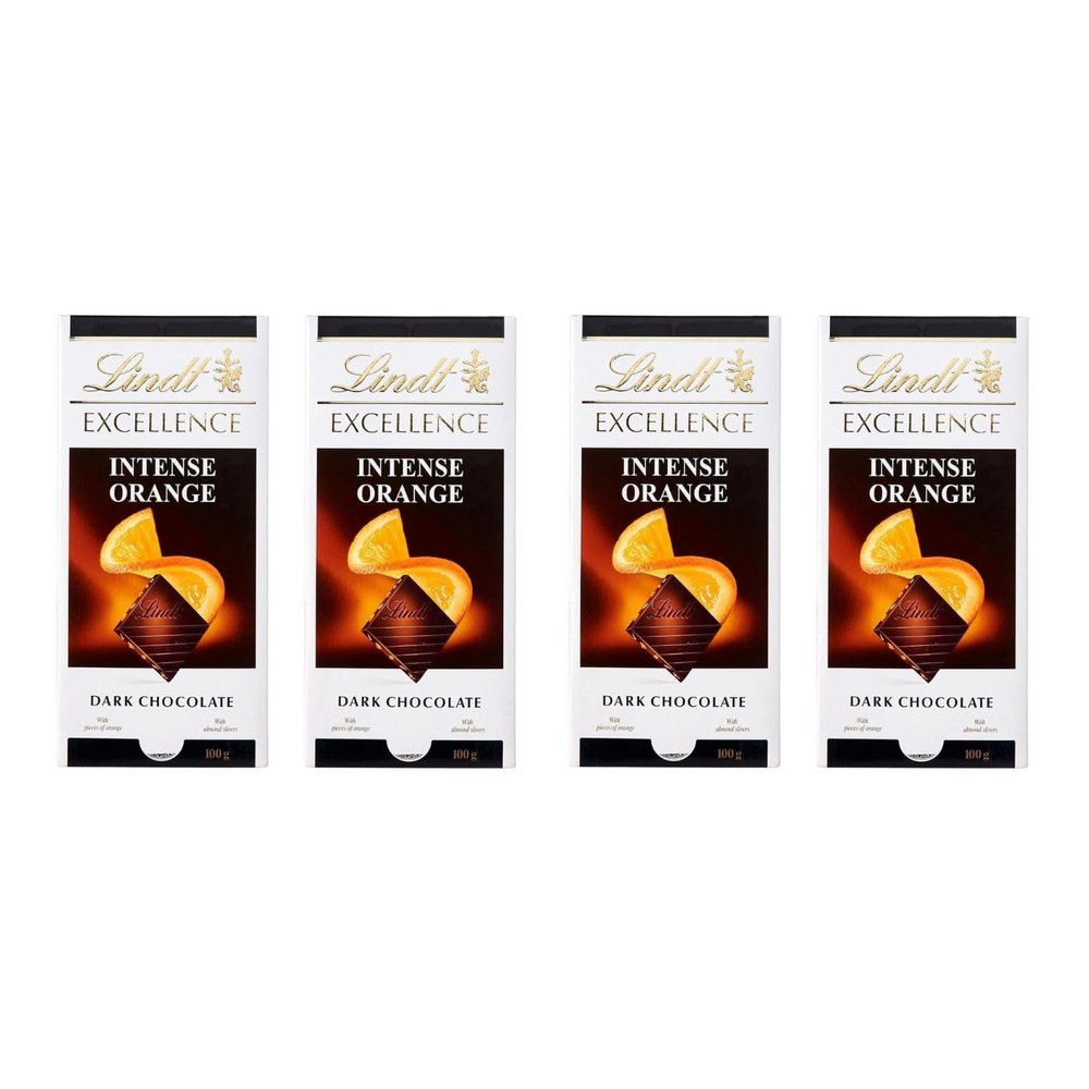 Lindt Excellence Orange Intense Dark Chocolate, 4 X 100 Gram, 400 Gram