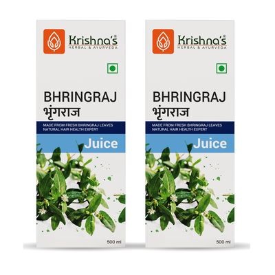 Krishna's Bhringraj Juice - 500 ml (Pack of 2) | Preservative Free | Nourishes hair and improves hair growth