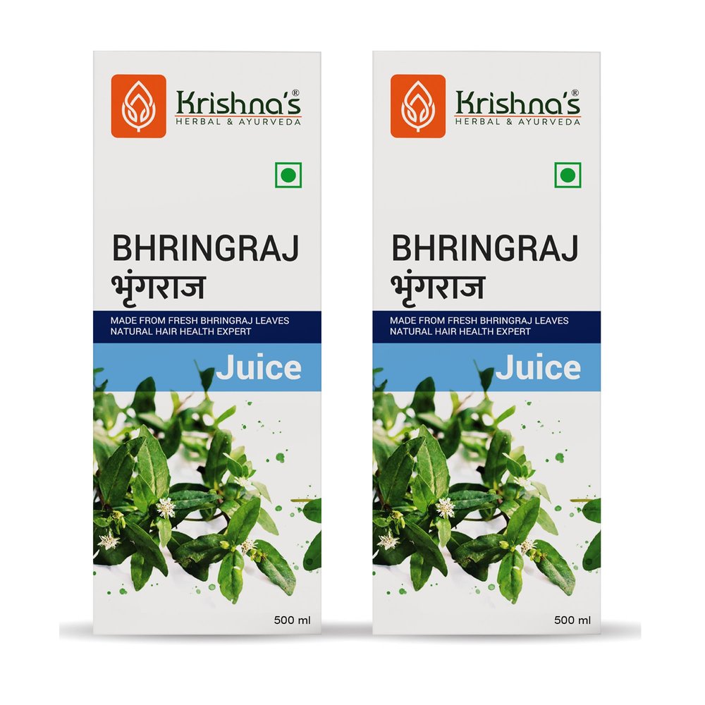 Krishna's Bhringraj Juice - 500 ml (Pack of 2) | Preservative Free | Nourishes hair and improves hair growth