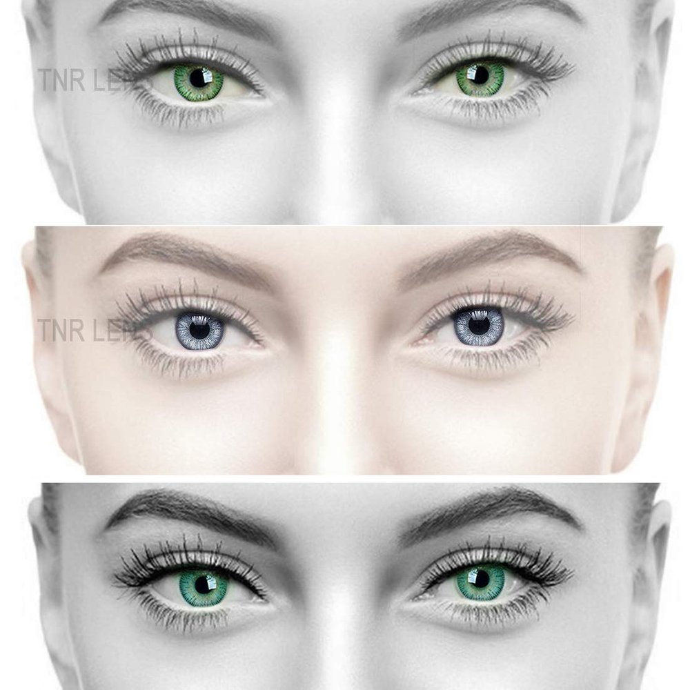 Gold Look 3 Pair (Green,Grey&Turquiose) 0 PowerGold Look Monthly Contact Lens 0 Dioptres 6 + Multi Plus Solution With Lens Storage Box