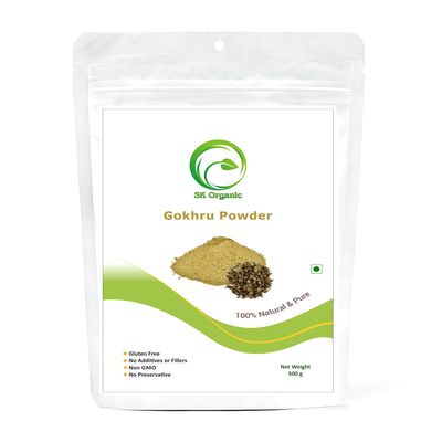 sk organic gokhru tribulus terrestris gokshura powder 500 gm for good health