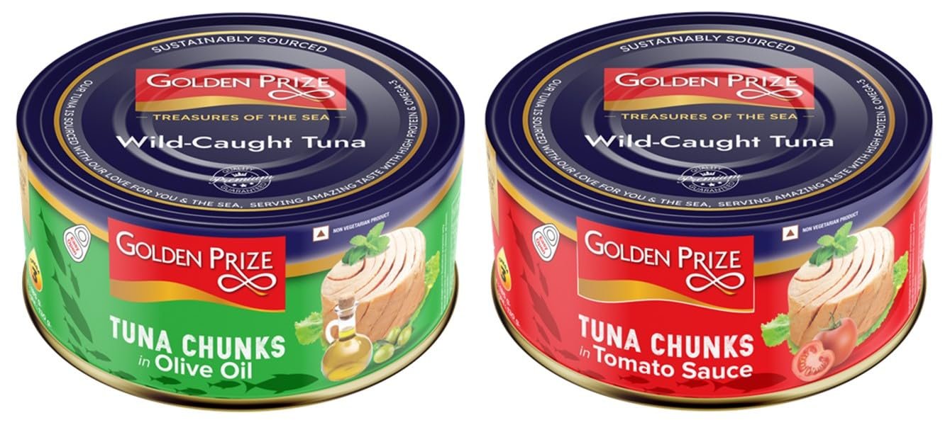 Golden Prize Combo - 1 x Tuna Chunk in Olive Oil and 1 x Tuna Chunk in Tomato Sauce (2 x 185gms Each)