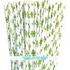 Cactus Themed Paper Straws - Green White Succulents - 100 Pack view 1
