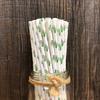Cactus Themed Paper Straws - Green White Succulents - 100 Pack view 3