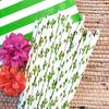 Cactus Themed Paper Straws - Green White Succulents - 100 Pack view 4