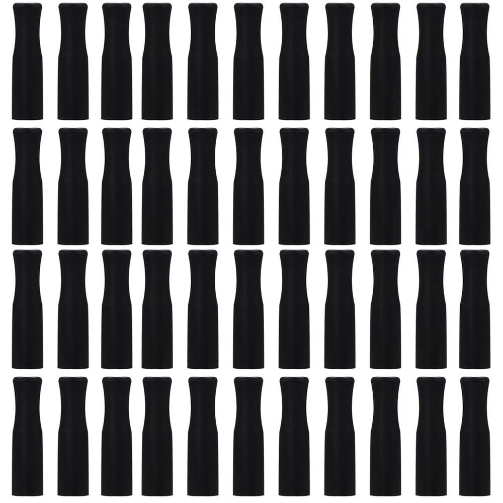 Accmor 44 Pcs Reusable Straws Tips, Black Silicone Straw Tip Covers Only Fits 1/4 Inch Wide(6MM Out diameter) Stainless Steel Straws
