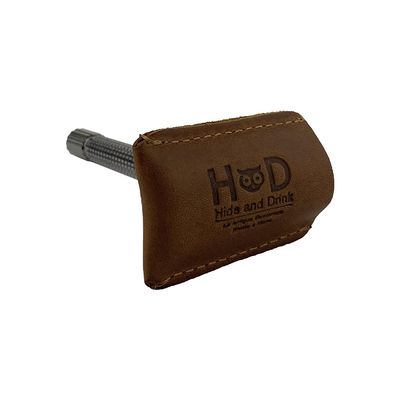 Hide & Drink, Leather Double Edge Safety Razor Head Protective Sheath/Shaving Travel Cover Handmade Includes 101 Year Warranty :: Single Malt Mahogany