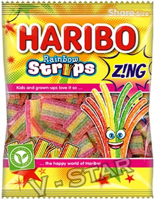 Haribo Rainbow Strips Zing Candy (Pack of 2)