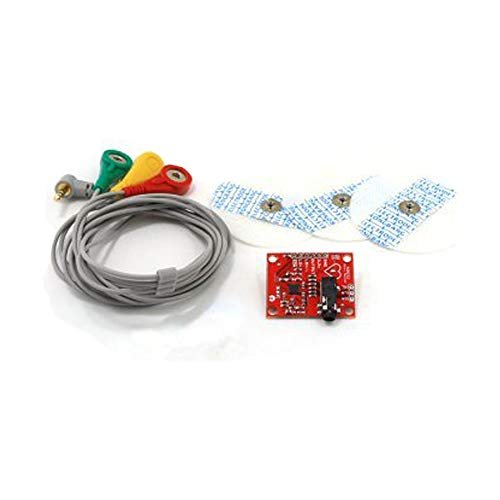 Robocraze AD8232 Heart Rate Sensor Module ECG Kit Monitor Healthy Pads DC 3.3V 36 * 31 * 18mm (Pack of 1)