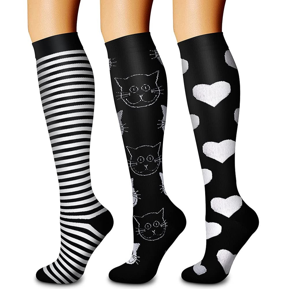CHARMKING Compression Socks (3 Pairs) 15-20 mmHg is Best Athletic & Medical for Men & Women, Running, Flight, Travel, Nurses, Edema - Boost Performance, Blood Circulation & Recovery (L/XL,Assorted 30)