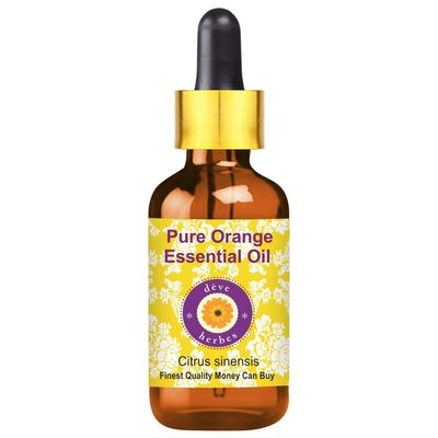 Deve Herbes Orange Essential Oil (Citrus sinensis) with Glass Dropper Pure | Non-Sticky | Non-greasy | Lightweight | Men & Women | All Skin Types | Steam Distilled 100ml