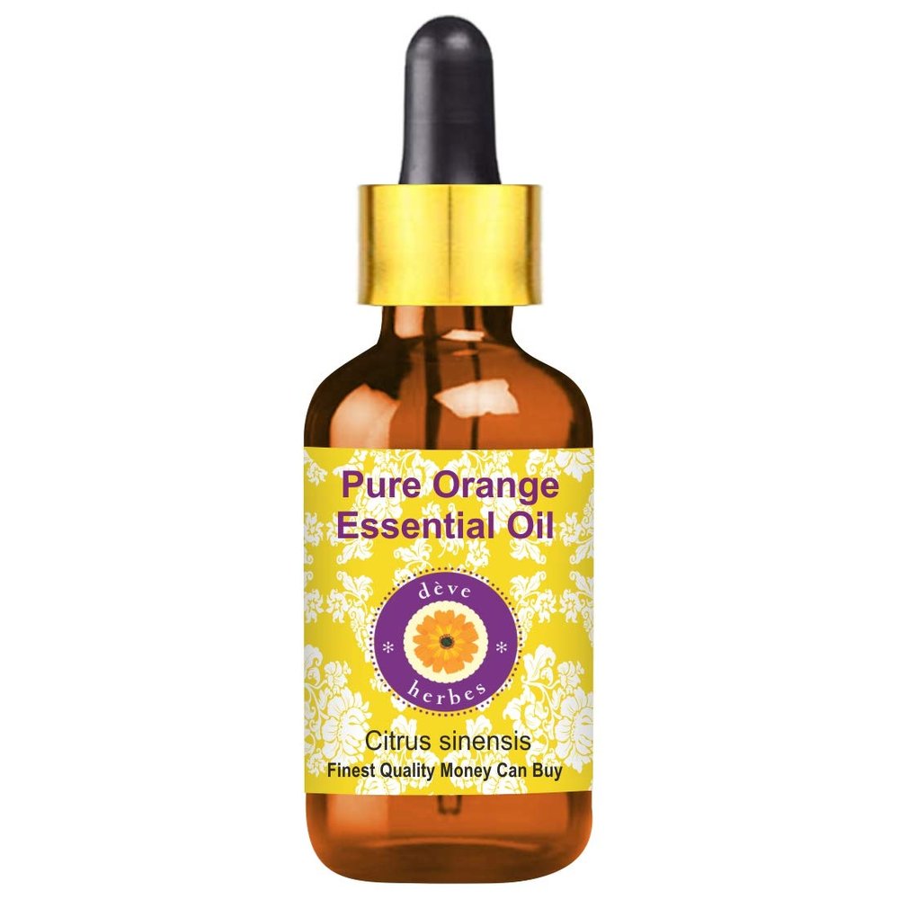 Deve Herbes Orange Essential Oil (Citrus sinensis) with Glass Dropper Pure | Non-Sticky | Non-greasy | Lightweight | Men & Women | All Skin Types | Steam Distilled 100ml