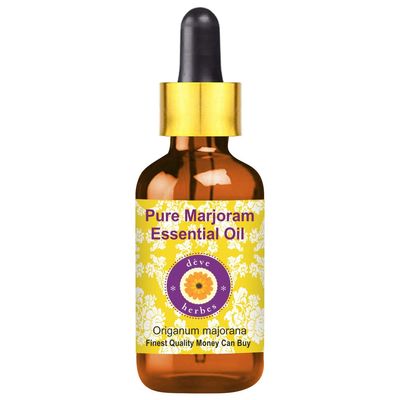Deve Herbes Marjoram Essential Oil (Origanum majorana) with Glass Dropper Pure | Non-Sticky | Non-greasy | Lightweight | Men & Women | All Skin Types | Steam Distilled 15ml