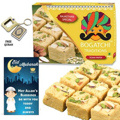 BOGATCHI EID Gifts Soan Papdi, 400g + Free EID Mubarak Card + Free Holi Quran
