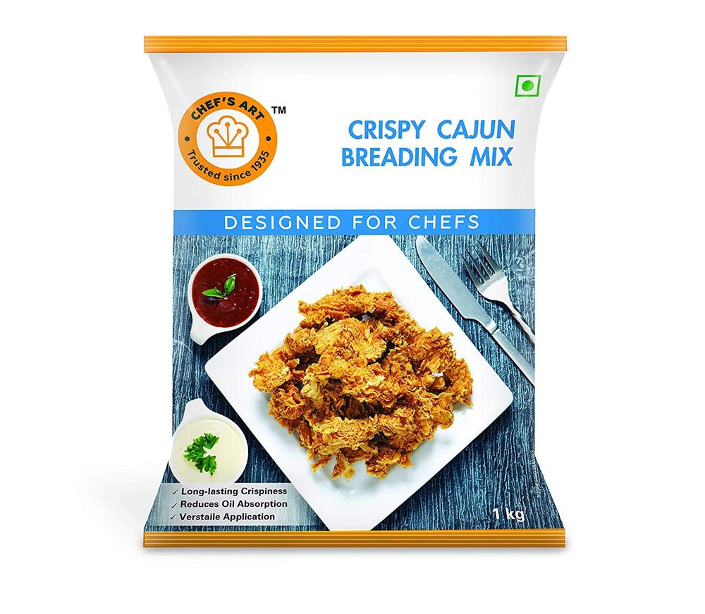 FOOD SERVICE INDIA india Chef's Art Crispy Cajun Breading Mix - 1 Kg|Spicy & Crunchy Coating for Fried Chicken,Fish,Paneer & Vegetables|Restaurant-Style Cajun Seasoning Coating Mix|No MSG,Vegetarian