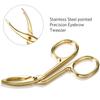 3 Packs Eyebrow Tweezers, Scissors Shaped Eyebrow Straight Tip Tweezers Clip, Flat Tip Tweezers Hair Plucker, Straight Tip Hairgripping Eyebrow (Gold Plated) view 4