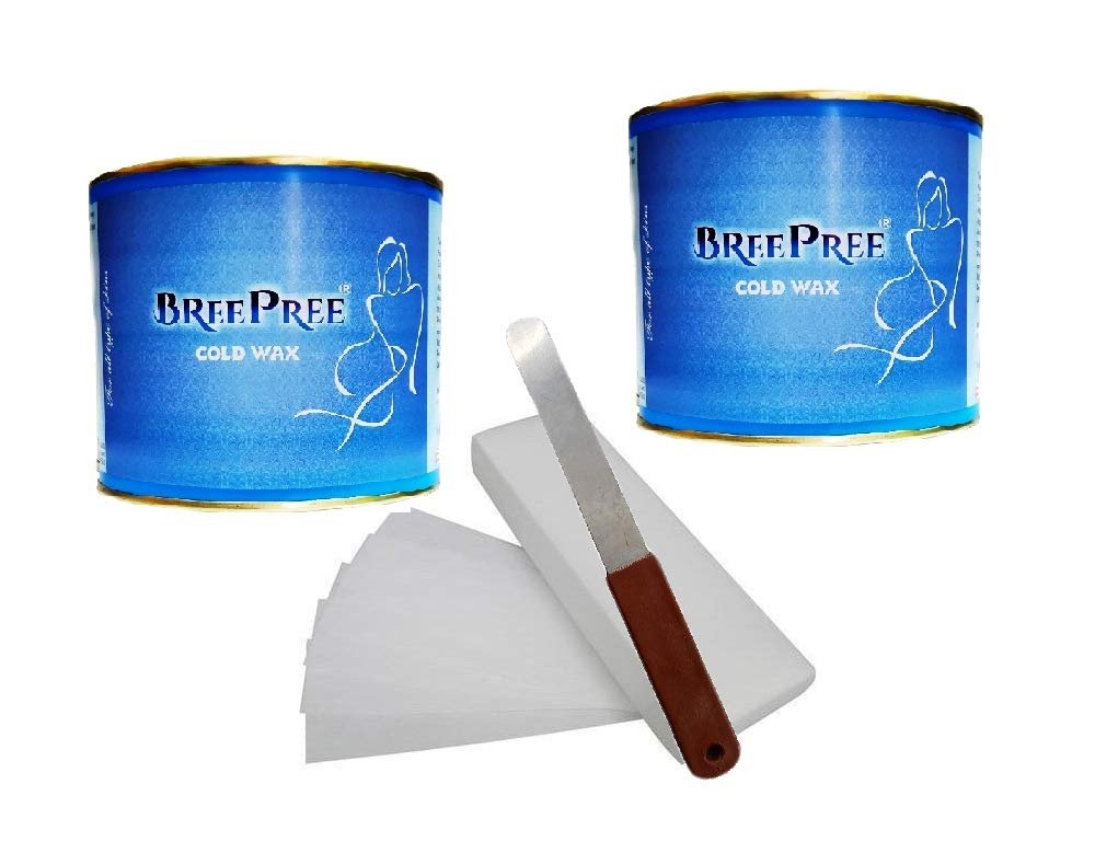 BREEPREE Cold Wax 600gm(2 Pcs) + 60 Pcs Waxing Stripes+ 1 Waxing Spatula