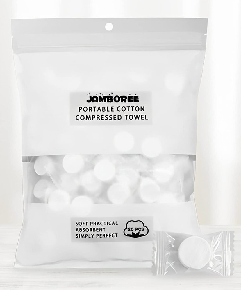 Jamboree 20 Pcs Coin Tissues | Compressed Towels | Camping Wipes | Toilet Paper Tablets | 20 Bulk Pack | For Home, Beauty and Outdoors | Tablet Tissue| Softer & Odor Free