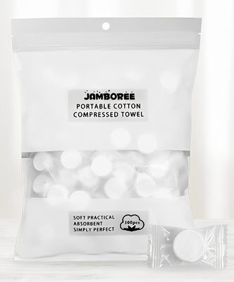 Jamboree 100 Pcs Coin Tissues | Compressed Towels | Camping Wipes | Toilet Paper Tablets | 100 Bulk Pack | For Home, Beauty and Outdoors | Tablet Tissue| Softer & Odor Free