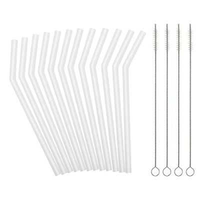 Reusable Clear Silicone Straws for Toddlers & Kids - 12 pcs Flexible Short Drink 6.7" Straws for 6-12 oz Yeti/Rtic/Ozark Tumblers & 4 Cleaning Brushes - BPA Free, Eco-Friendly,no Rubber Tast