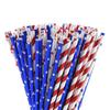 ALINK American Flag Red Blue White Paper Straws, 100 Biodegradable Straws for Memorial Day /4th of July, Super Bowl, Patriotic Party, Americana Themed Party Celebration and Holiday: Blue Red view 1