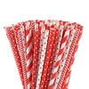 ALINK Biodegradable Red Paper Straws Bulk - 100 Dots/Stripes/Waves Straws for Beverage, Christmas, Holiday, Birthday, Wedding, Baby/Bridal Shower, Party and Decoration view 1