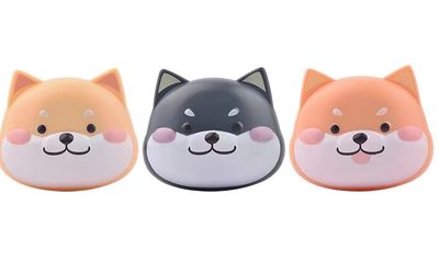 2 Pack Cute Contact Lens Cases, Shiba Inu Contact Lens Soak Storage Box, Portable Pink Contact Lens Holder with Tweezers for Travel Kit (Black)
