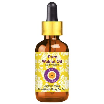 Deve Herbes Pure Walnut Oil (Juglans regia) with Glass Dropper | Cold Pressed | Natural | Undiluted | For Diluting Essential Oils | For Skin & Massage | Men & Women | 30ml