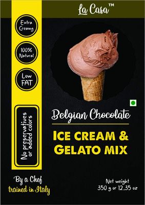La Casa Belgian Chocolate Gelato & Ice-Cream Mix | Extra Creamy | Low Fat | 100% Natural | 350 GMS |