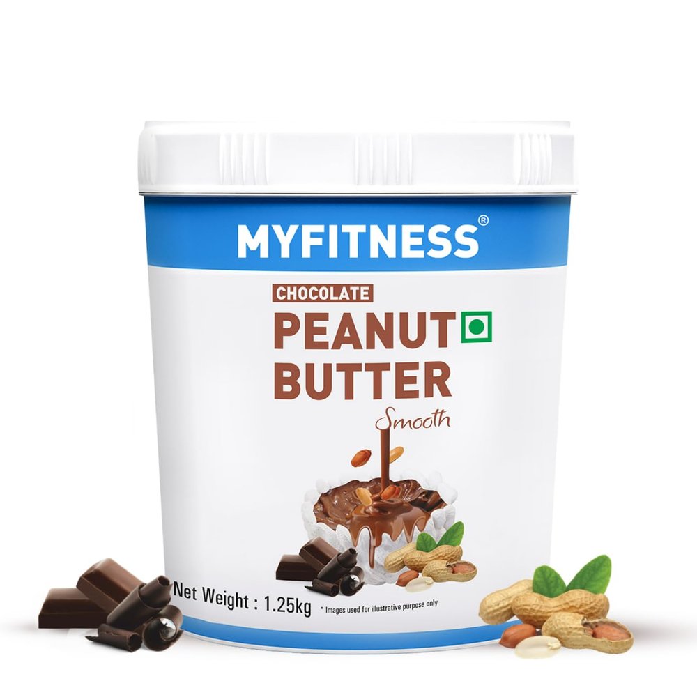 MYFITNESS Peanut Butter Chocolate Flavour, Smooth 1.25kg | 22g Protein | Tasty & Healthy Nut Butter Spread | Vegan | Cholesterol Free & Gluten Free | Zero Trans Fat | Creamy Peanut Butter