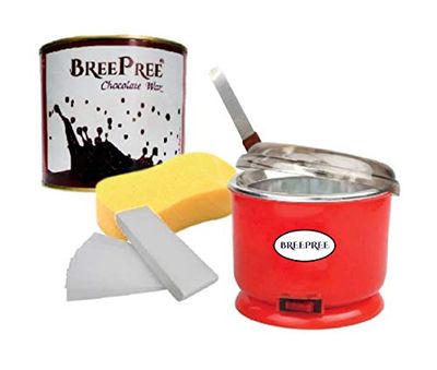BREEPREE Waxing Kit/Wax Kit Combo Includes (Automatic Wax Heater +Chocolate Wax + Wax Strips + Wax Spatula+ Sponge)