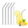 RKPM Stainless Steel Straws, Reusable Drinking Straws Eco-Friendly Straight and Bend Straws for 250-800 ML Tumblers Cups Mugs Cold Beverage with FDA Grade (4 Bend Straw with Cleaning Brush Silver) view 1