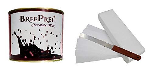 BREEPREE Chocolate Wax (600gm) with 30 Waxing Strips and Waxing Spatula
