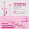 Vekkia Unicorn Jada Sonic Rechargeable Kids Electric Toothbrush, 3 Modes With Memory, Fun & Easy Cleaning, 31000 Strokes, Ipx7 Waterproof, 2-Min Timer For Age 3+, 4 Soft Bristles, 1 Piece,Pink view 2