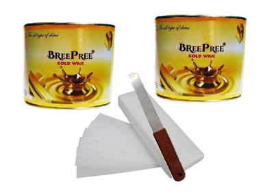 BREEPREE Gold Wax 600gm(2 Pcs) + 60 Pcs Waxing Stripes+ 1 Waxing Spatula