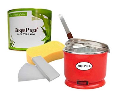 BREEPREE Waxing Kit/Wax Kit Combo Includes (Automatic Wax Heater +Wax + Wax Strips + Wax Spatula+ Sponge) (Aloe Vera)