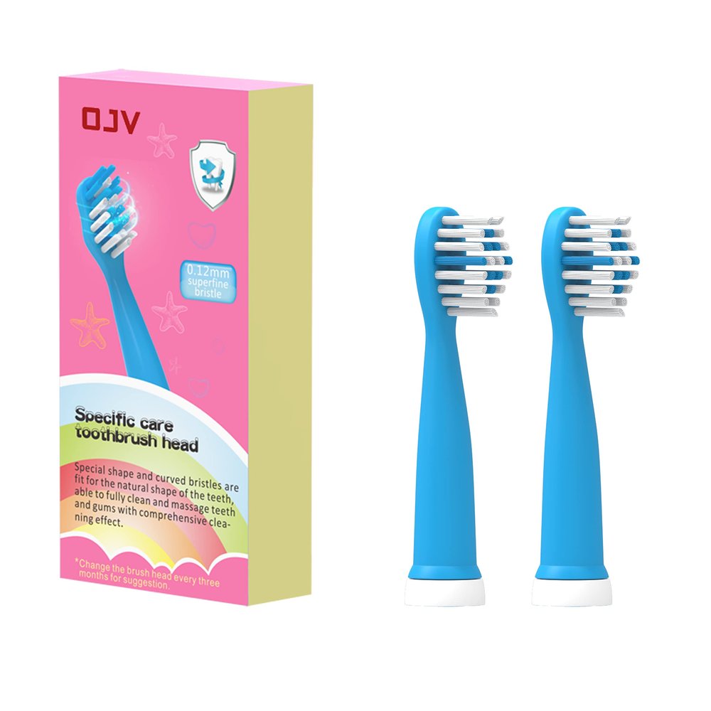 Replacement Toothbrush Heads for OJV Kid's Electric toothbrush Set of 2 (Blue)
